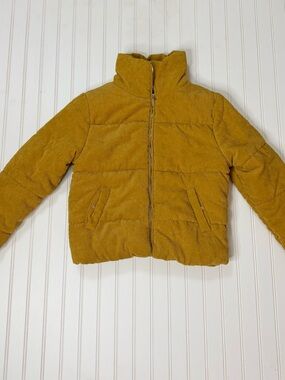 Ambiance Mustard Yellow Corduroy Puffer Jacket - Kids